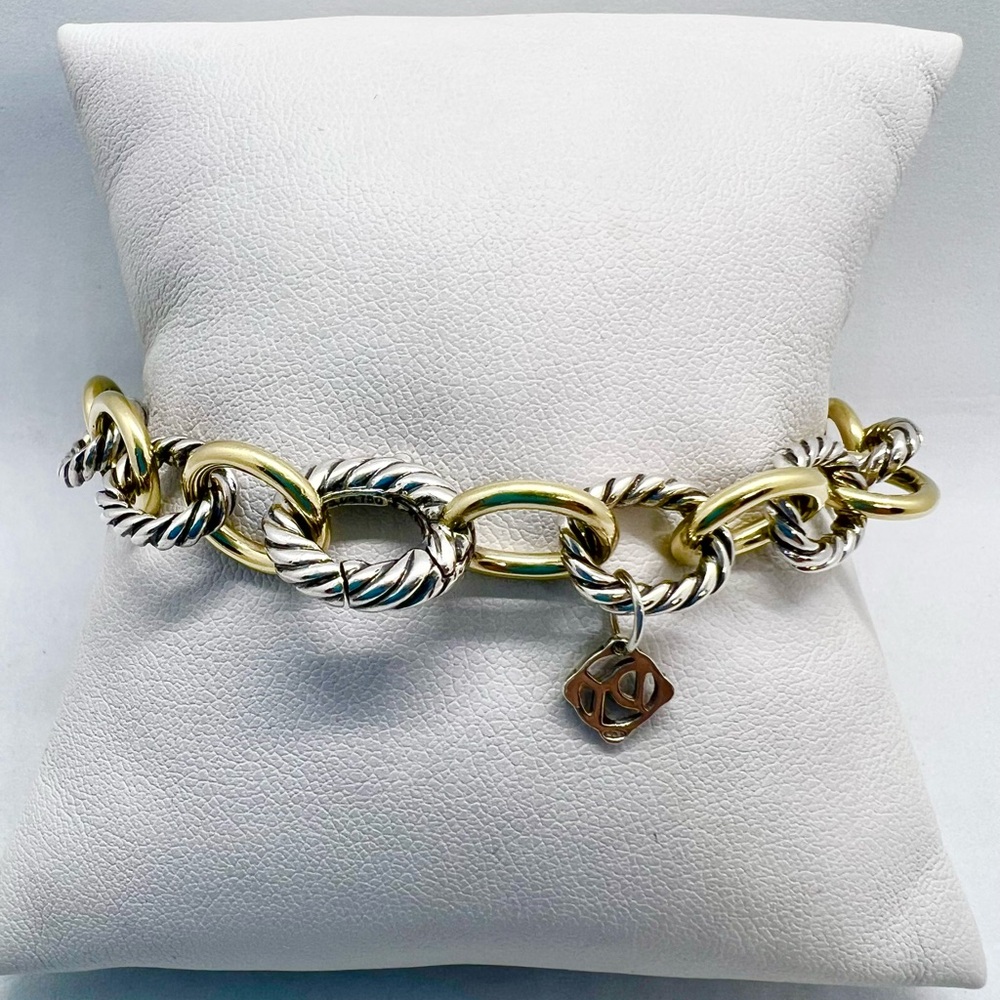 David Yurman 10mm Oval Medium Link Bracelet with Gold - Picture 3 of 10